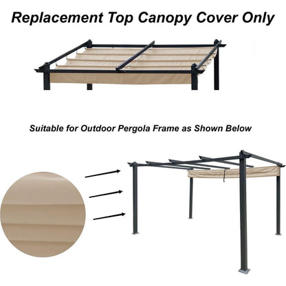 Replacement Canopy Top Cover Fabric for 13 x 10 Ft Outdoor Patio Retractable Pergola Sun-shelter Canopy-Khaki