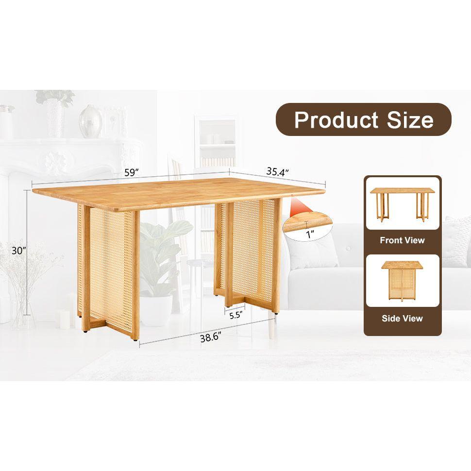 Chinese country retro solid wood dining table, simple modern imitation rattan dining table, wooden dining table, desk. Suitable for dining room, living room, office