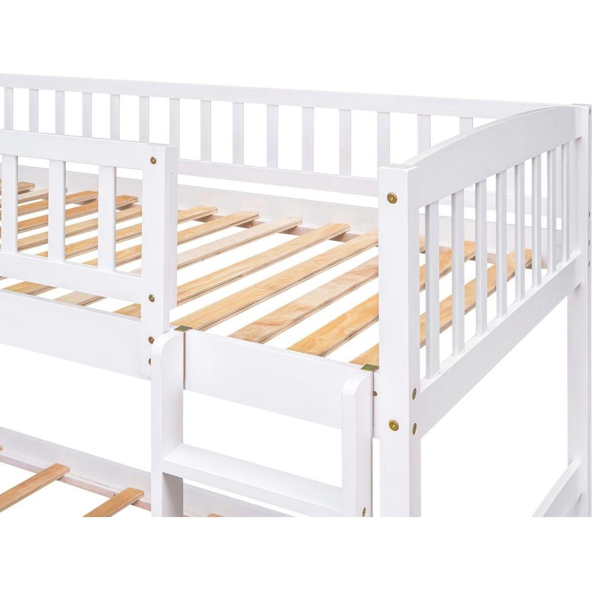 Stairway Twin over Twin Bunk Bed with Two Drawers and Slide, White