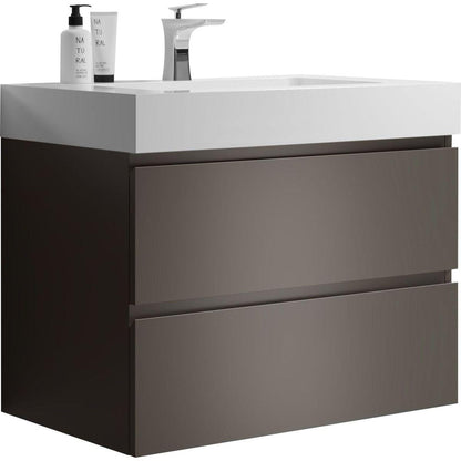 Alice 30" Gray Bathroom Vanity with Sink, Large Storage Wall Mounted Floating Bathroom Vanity for Modern Bathroom, One-Piece White Sink Basin without Drain and Faucet, Pre-assembled