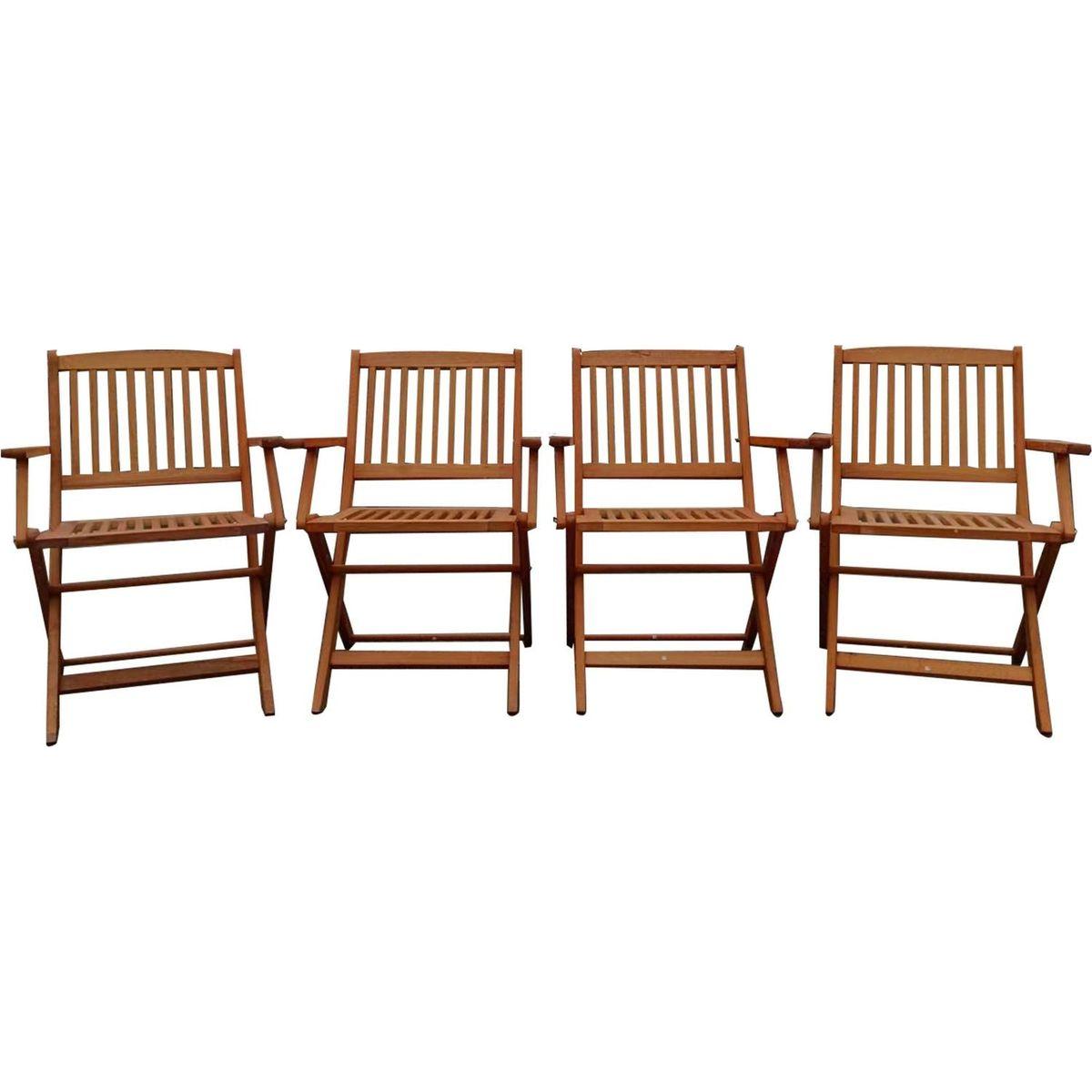 Foldable Patio Dining Set, 4 Folding Chairs, Indoor and outdoor universal, Teak