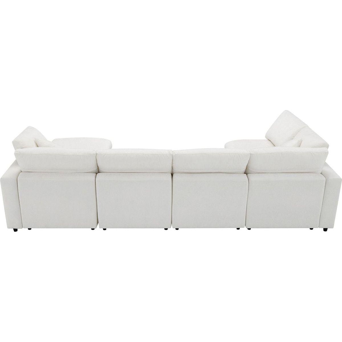 130x65" Modern Modular Cloud Sofa Bed, 6 Seat Chenille Sectional Couch Set with Ottoman,Free Combination,Convertible U Shaped Sleeper Sofa for Living Room, Apartment, 3 Colors