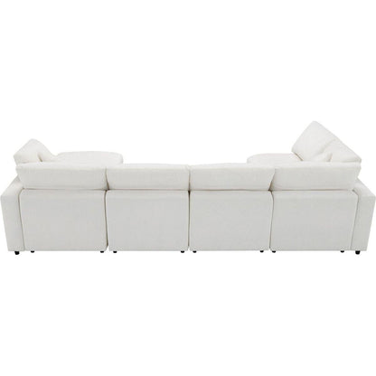 130x65" Modern Modular Cloud Sofa Bed, 6 Seat Chenille Sectional Couch Set with Ottoman,Free Combination,Convertible U Shaped Sleeper Sofa for Living Room, Apartment, 3 Colors