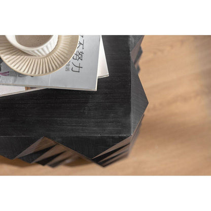 23.62"Height Three-dimensional Embossed Pattern Design Retro Coffee Table Retro Furniture Black - Streamdale Furniture