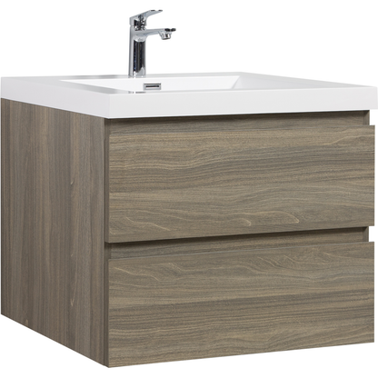 30" Floating Bathroom Vanity with Sink, Modern Wall-Mounted Bathroom Storage Vanity Cabinet with Resin Top Basin and Soft Close Drawers, Ash Grey