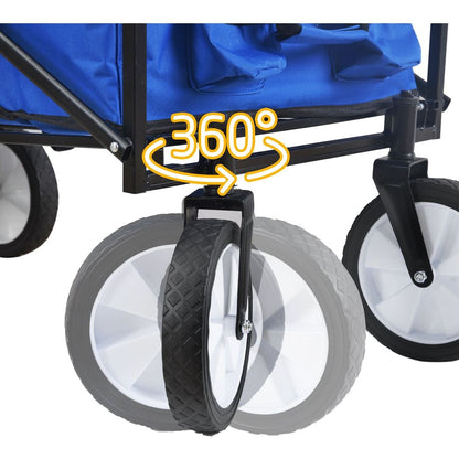 Folding Wagon Garden Shopping Beach Cart (Blue)