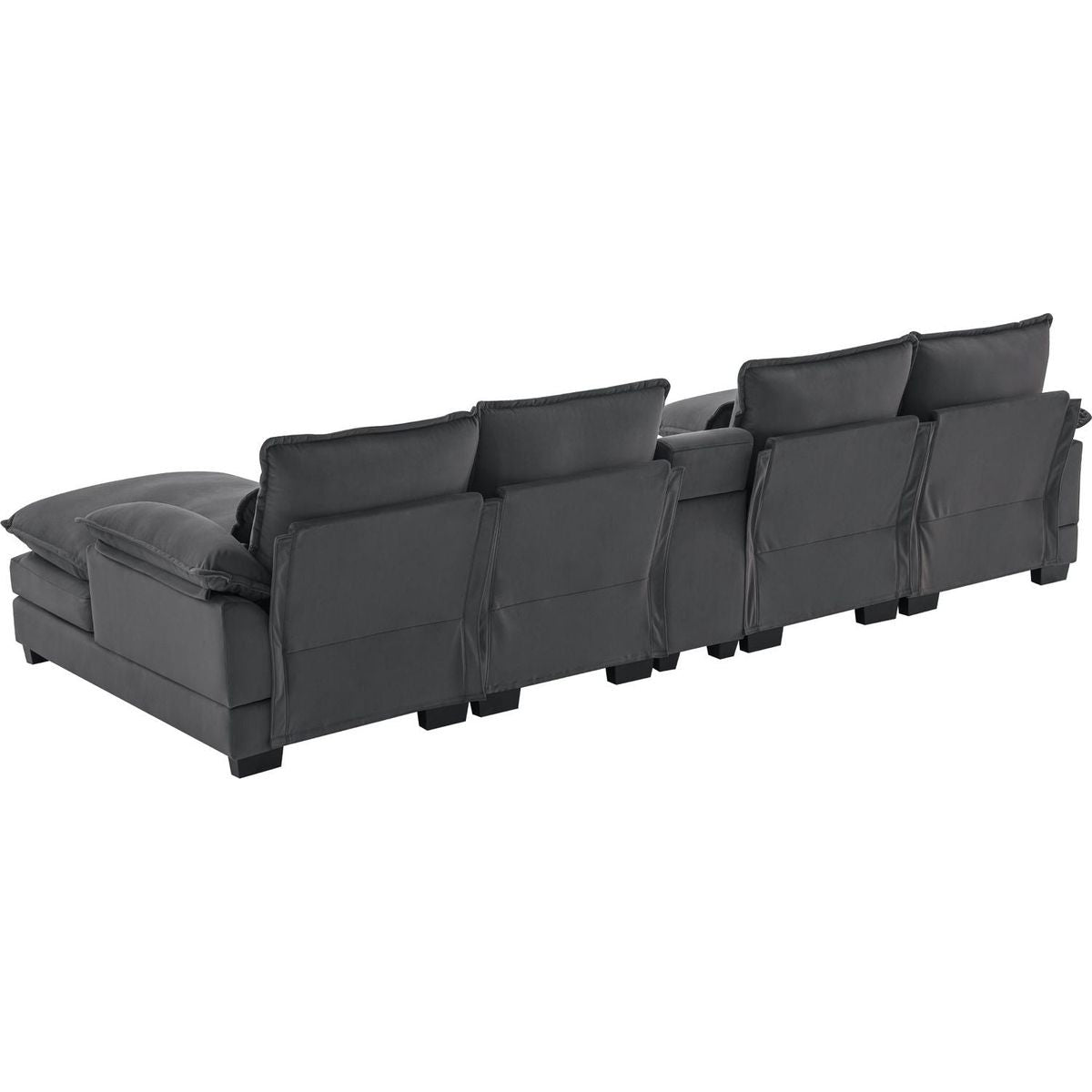 123x55" Modern U-shaped Sofa with Console,Cupholders and USB Ports,6-seat Upholstered Symmetrical Indoor Furniture,Sleeper Couch Set with Chaise for Living Room,Apartment,2 Colors