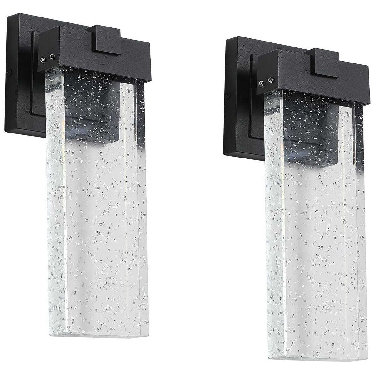 Outdoor waterproof transparent LED crystal wall lamp (2 packs) with light sense