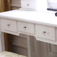 Makeup Vanity Desk and Stool Set, Vanity Mirror with Lights and Table Set, Small Vanity Table for Bedroom (White)