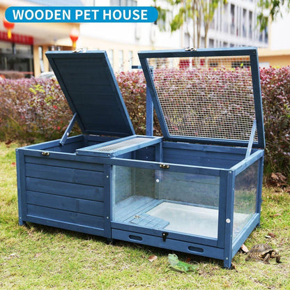 Tortoise Habitat Wooden Tortoise House w/Removable Waterproof Tray Indoor Turtle Enclosure for Small Animals Outdoor Wooden Reptile Cage,Lamp bracket