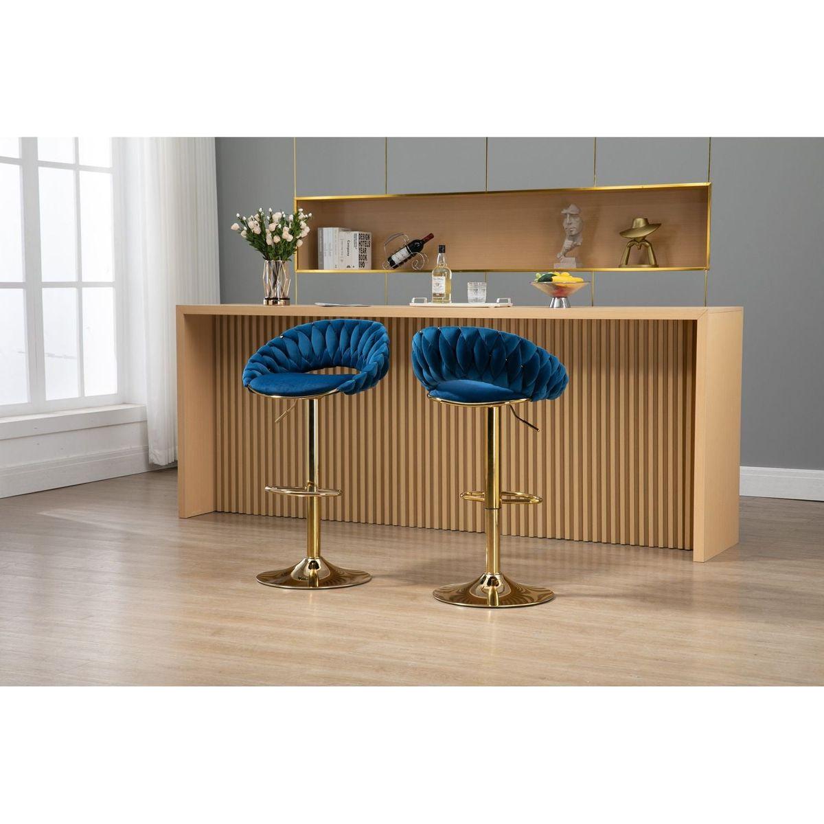 Swivel Bar Stools Set of 2 Adjustable Counter Height Chairs with Footrest for Kitchen, Dining Room 2PC/SET