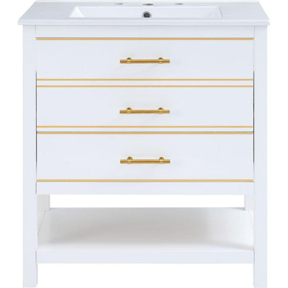 Modern 30inch Navy Blue/White Bathroom Vanity Cabinet Combo with Open Storge, Two Drawers