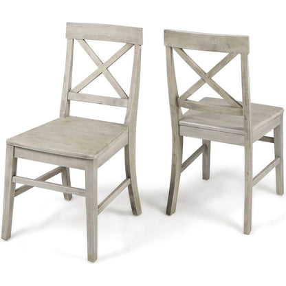 Acacia Wood Dining Chairs, Light Grey Wash, 21D x 17.75W x 35.5H Inch