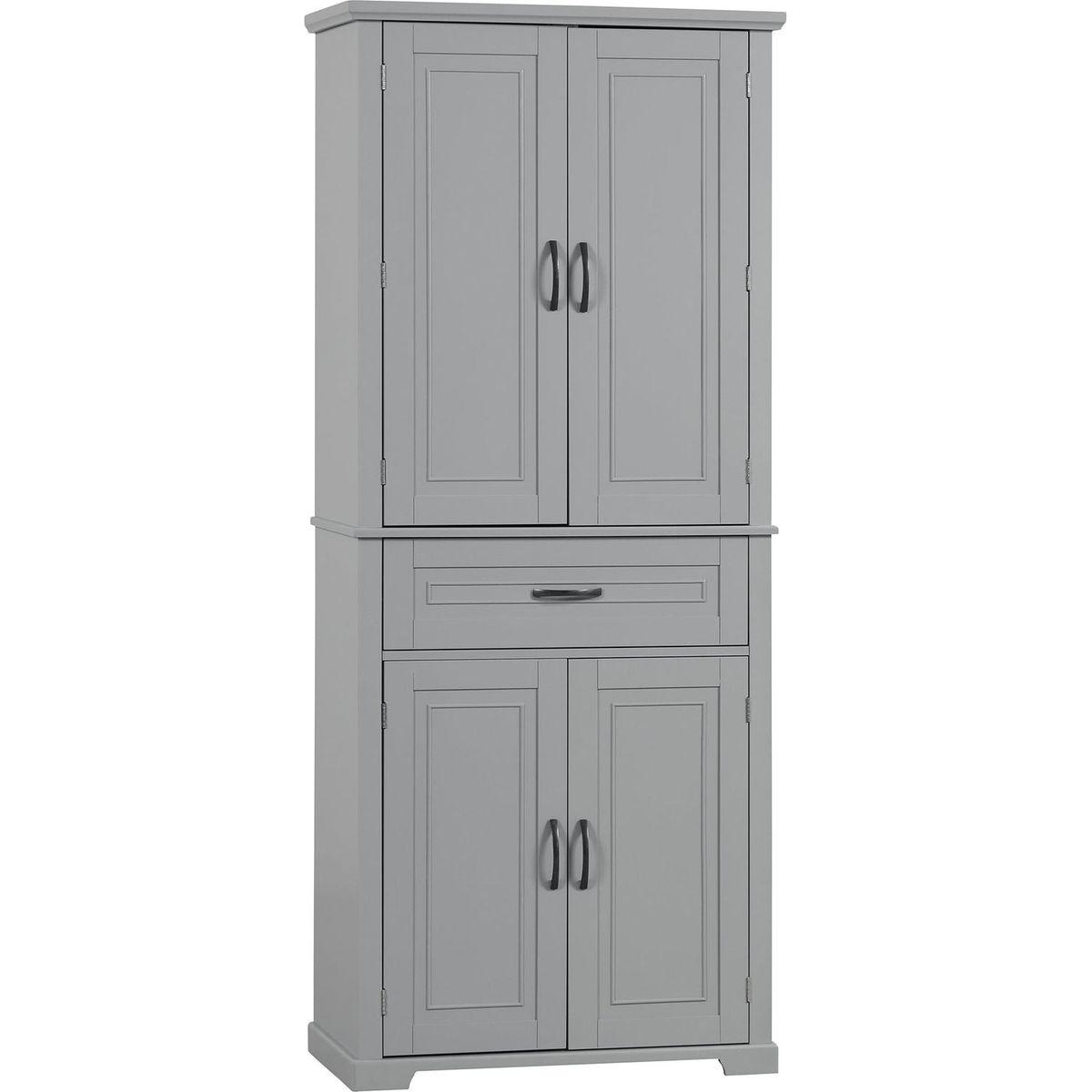 Bathroom Storage Cabinet with Doors and Drawer, Multiple Storage Space, Adjustable Shelf, Grey