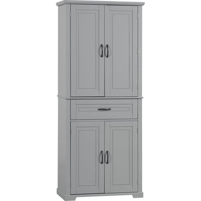 Bathroom Storage Cabinet with Doors and Drawer, Multiple Storage Space, Adjustable Shelf, Grey