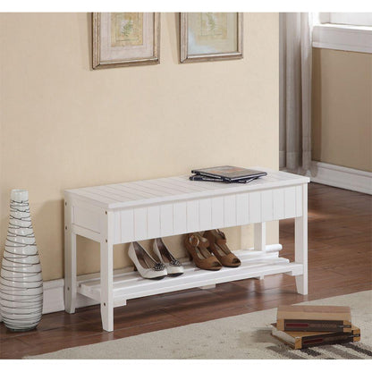 Quality Solid Wood Shoe Bench with Storage, White