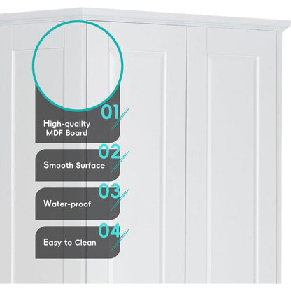 Storage Cabinet with Two Doors for Bathroom, Office, Adjustable Shelf, MDF Board, White