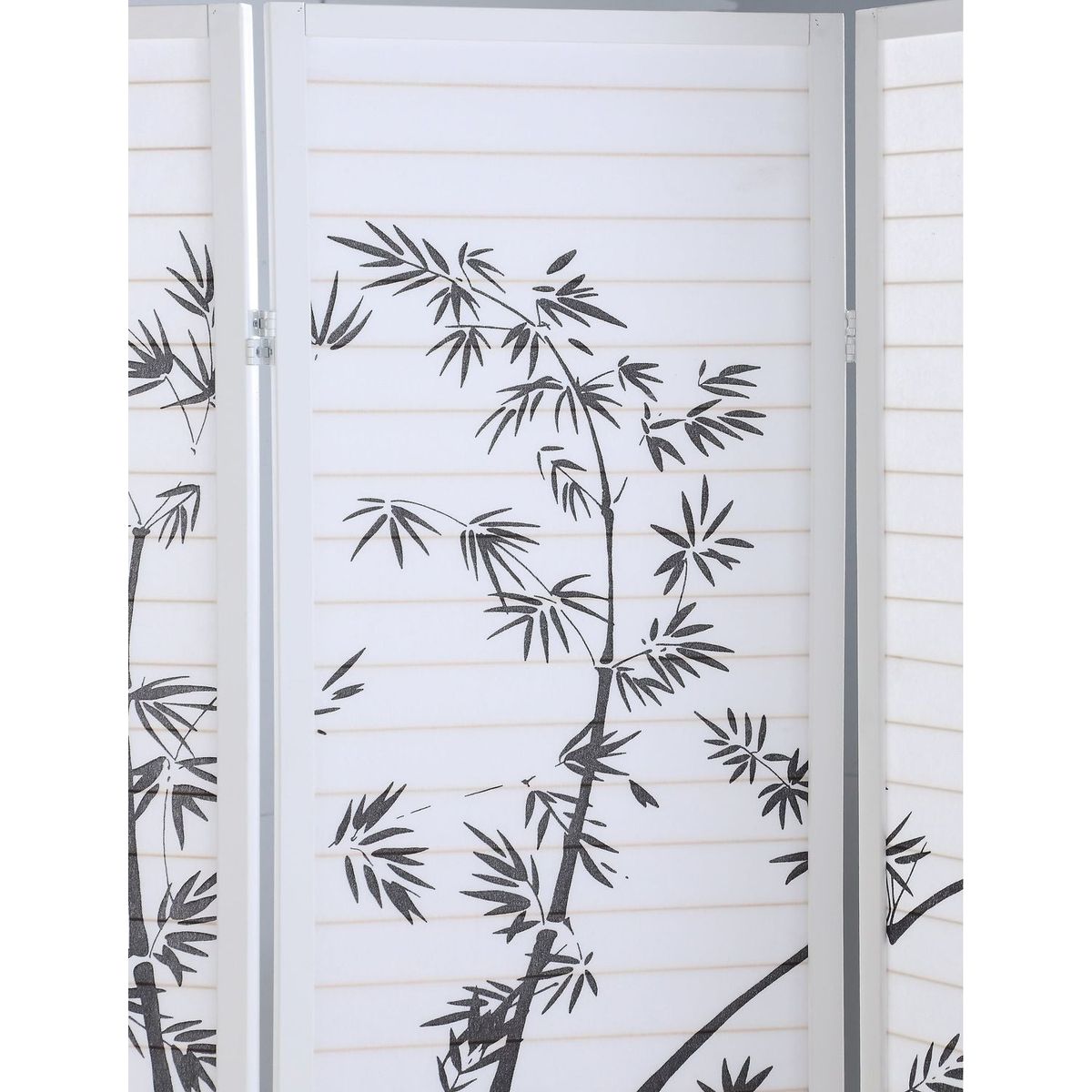 Bamboo Print 4-Panel Framed Room Screen/Divider, White