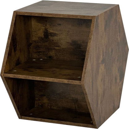 23.62" Hexagonal Coffee Table Side Table Nightstand Antique Wood