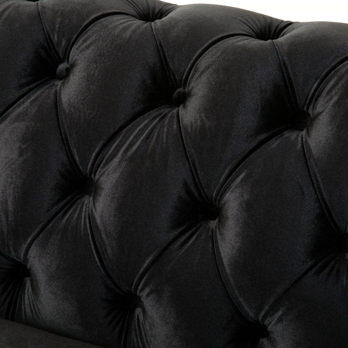 VIVALUX 59.44" Chesterfield Velvet Loveseat Sofa,2-Person Rolled Arm Dutch Plush Upholstered Sofa Couch with Tufted Button for Living Room, Bedroom, Small Places,Black
