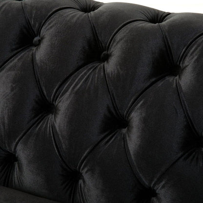 VIVALUX 59.44" Chesterfield Velvet Loveseat Sofa,2-Person Rolled Arm Dutch Plush Upholstered Sofa Couch with Tufted Button for Living Room, Bedroom, Small Places,Black
