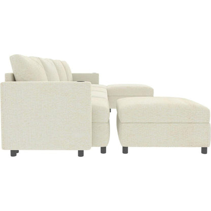 Modern Large Sectional Sofa, U-Shape Modular Sectional Couch with Storage Function,123" Sofa Bed with Ottoman,6 Seat Sectionals Chaise for Living Room,Chenille