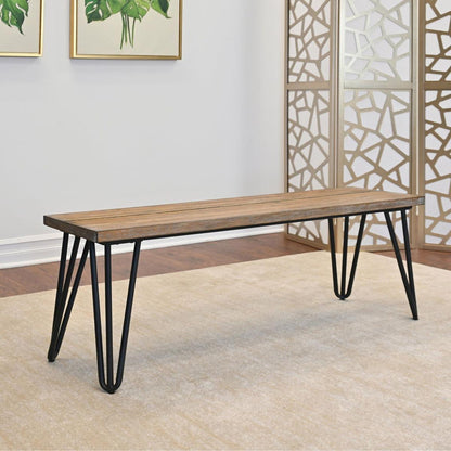 Ashford 6-Piece Dining Set, Hairpin Dining Table with 4 Chairs and Bench, 4 Color Options - Streamdale Furniture