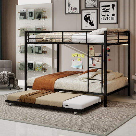 Durable Square Tube Iron Bunk Bed Featuring Safety Rails, Modern Minimalist Look, Ideal for Kids Room, Guest Room or Shared Space, Easy Assembly & Long - Lasting Performance-Queen size: 153cm*203cm