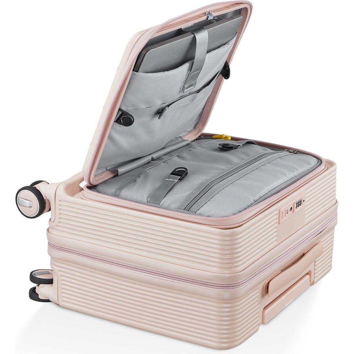 18" Carry On Luggage with Front Open Door &Laptop Interlayer, Hard Shell Suitcase Built-In TSA Luggage Lock, Hardside Lightweight PC Travel Suitcase for Women Men with Spinner Wheels Airline Approved