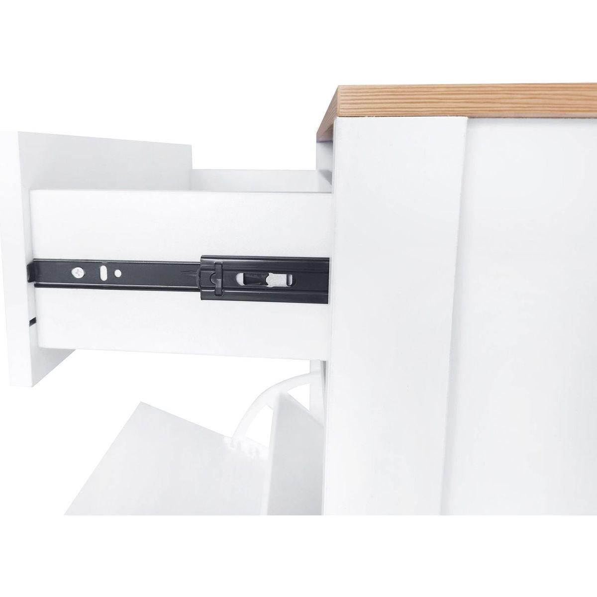 Slim Shoe Cabinet Set with 4 Flip Drawers, Wood Grain Pattern Top Shoe Storage Solution with Adjustable Panel, Modern Style Shoe Rack with Drawers for Hallway, White