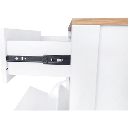 Slim Shoe Cabinet Set with 4 Flip Drawers, Wood Grain Pattern Top Shoe Storage Solution with Adjustable Panel, Modern Style Shoe Rack with Drawers for Hallway, White