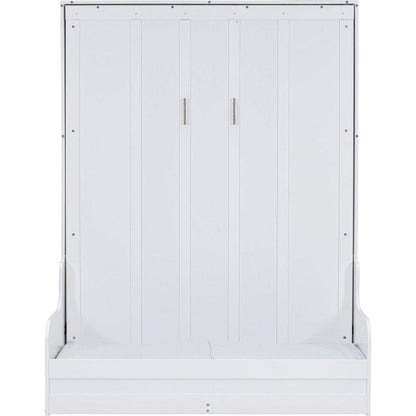 Queen Size Murphy Bed Wall Bed with Cushion,White