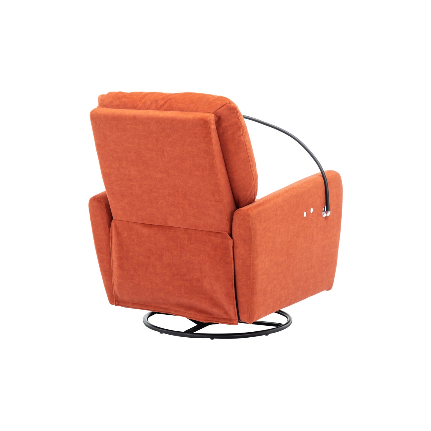 270 Degree Swivel Electric Recliner Home Theater Seating Single Reclining Sofa Rocking Motion Recliner with a Phone Holder for Living Room, Orange