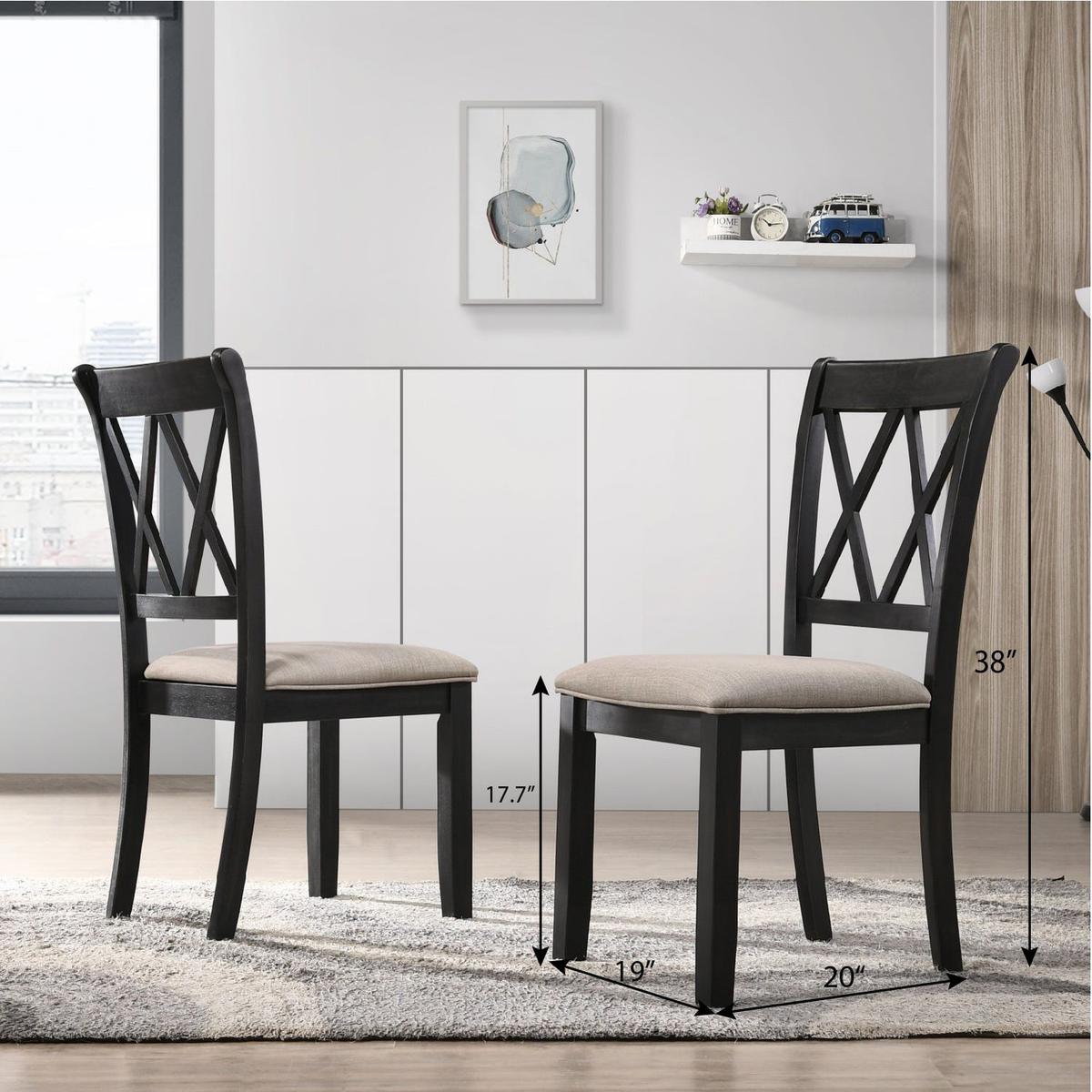 Arroyo 6-Piece Dining Set, Hairpin Dining Table with 4 Cross-back Chairs and Bench, Rich Black