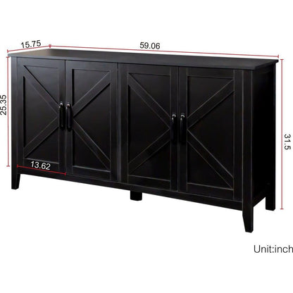 Cabinet with 4 Doors and 4 open shelgves,Freestanding Sideboard Storage Cabinet Entryway Floor Cabinet for Living Room Office Bedroom