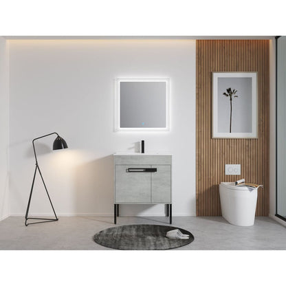 30 Inch Bathroom Vanity with Sink, Freestanding Bathroom Vanity or Floating is Optional Conversion-00330CG-1-BL9075B(KD-Packing)