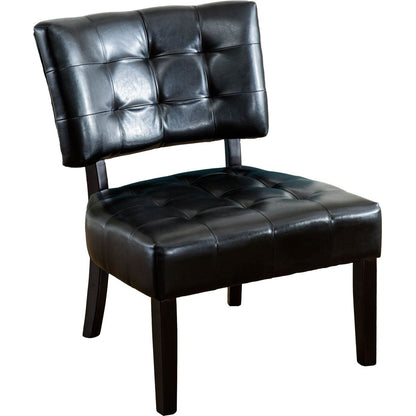 Faux Leather Tufted Accent Chair with Oversized Seating, Black