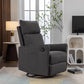 Cotton Linen Fabric Swivel Rocking Chair Glider Rocker Recliner Nursery Chair With Adjustable Back And Footrest For Living Room Indoor,Dark Gray