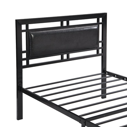 Twin Size metal bed Sturdy System Metal Bed Frame, Modern style and comfort to any bedroom, black