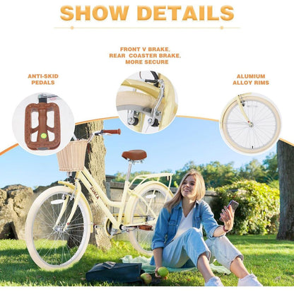 Steel Frame,Multiple Colors, for 10+Years Old Girls Bike,24 inch wheel - Streamdale Furniture