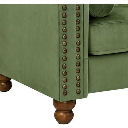 PHOYAL Large LOVE SEAT, Velvet Sofa TWO-seat Sofa Classic Tufted Chesterfield Settee Sofa Modern 2 Seater Couch Furniture Tufted Back for Living Room (Green)