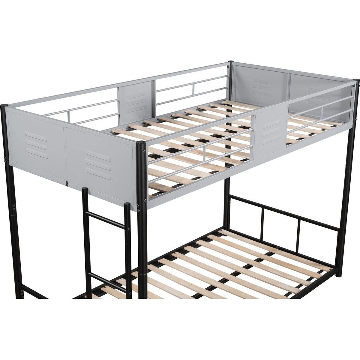 Metal Twin over Twin Bunk Bed with Vent Board/ Heavy-duty Sturdy Metal/ Noise Reduced/ Safety Guardrail/ CPC Certified
