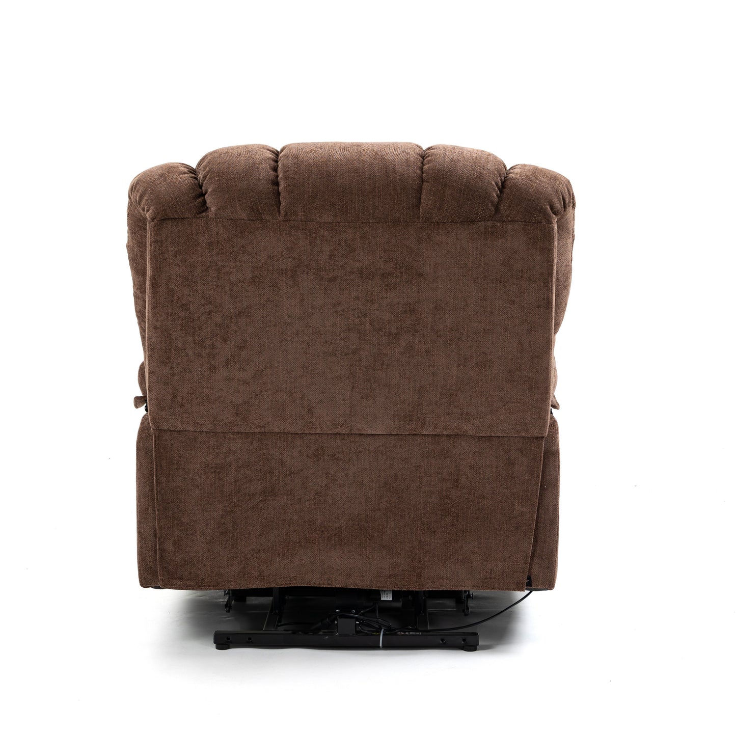 23" Seat Width and High Back Large Size Chenille Power Lift Recliner Chair with 8-Point Vibration Massage and Lumbar Heating, Brown