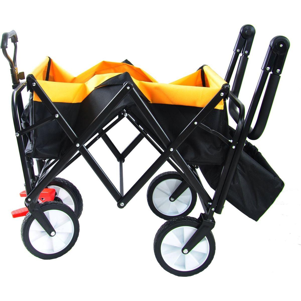 folding wagon Collapsible Outdoor Utility Wagon, Heavy Duty Folding Garden Portable Hand Cart, Drink Holder, Adjustable Handles