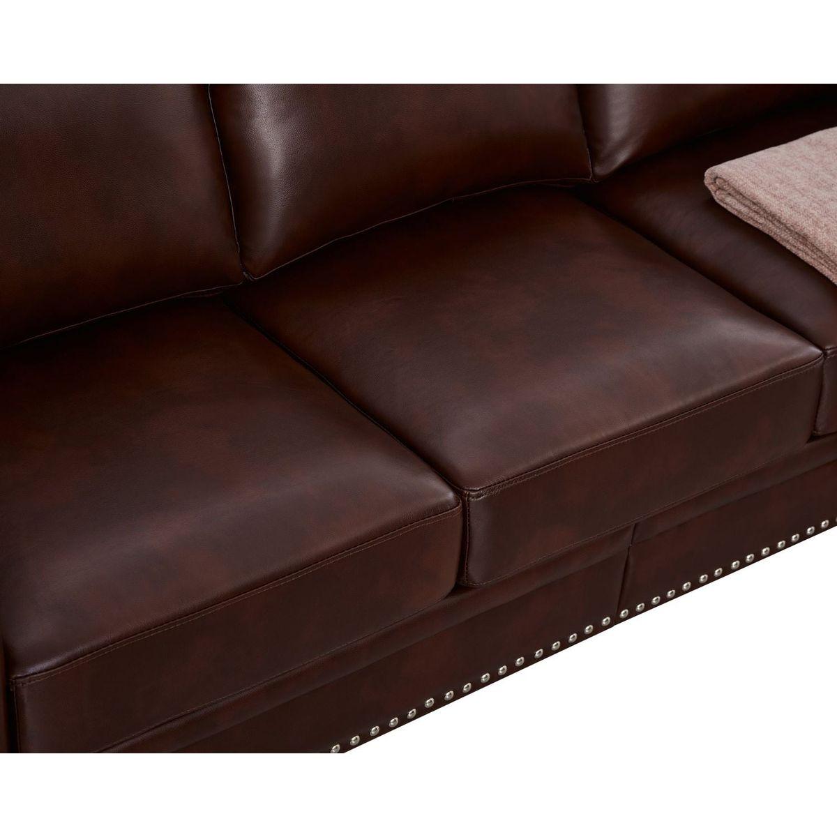 Classic Living Room Nails Sofa Burgundy Faux Leather