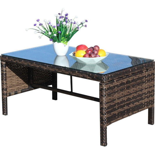 Outdoor patio Furniture 1 Coffee Table with clear tempered glass