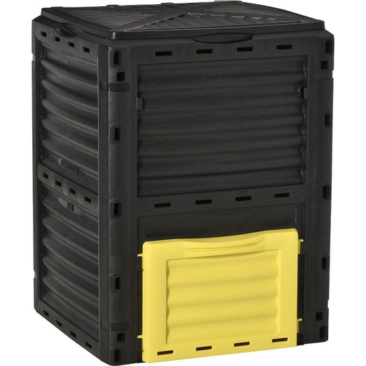 Garden Compost Bin 80 Gallon Outdoor Large Capacity Composter Fast Create Fertile Soil Aerating Box, Easy Assembly, Yellow