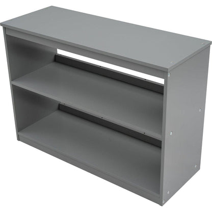 Low Study Twin Loft Bed with Cabinet and Rolling Portable Desk - Gray