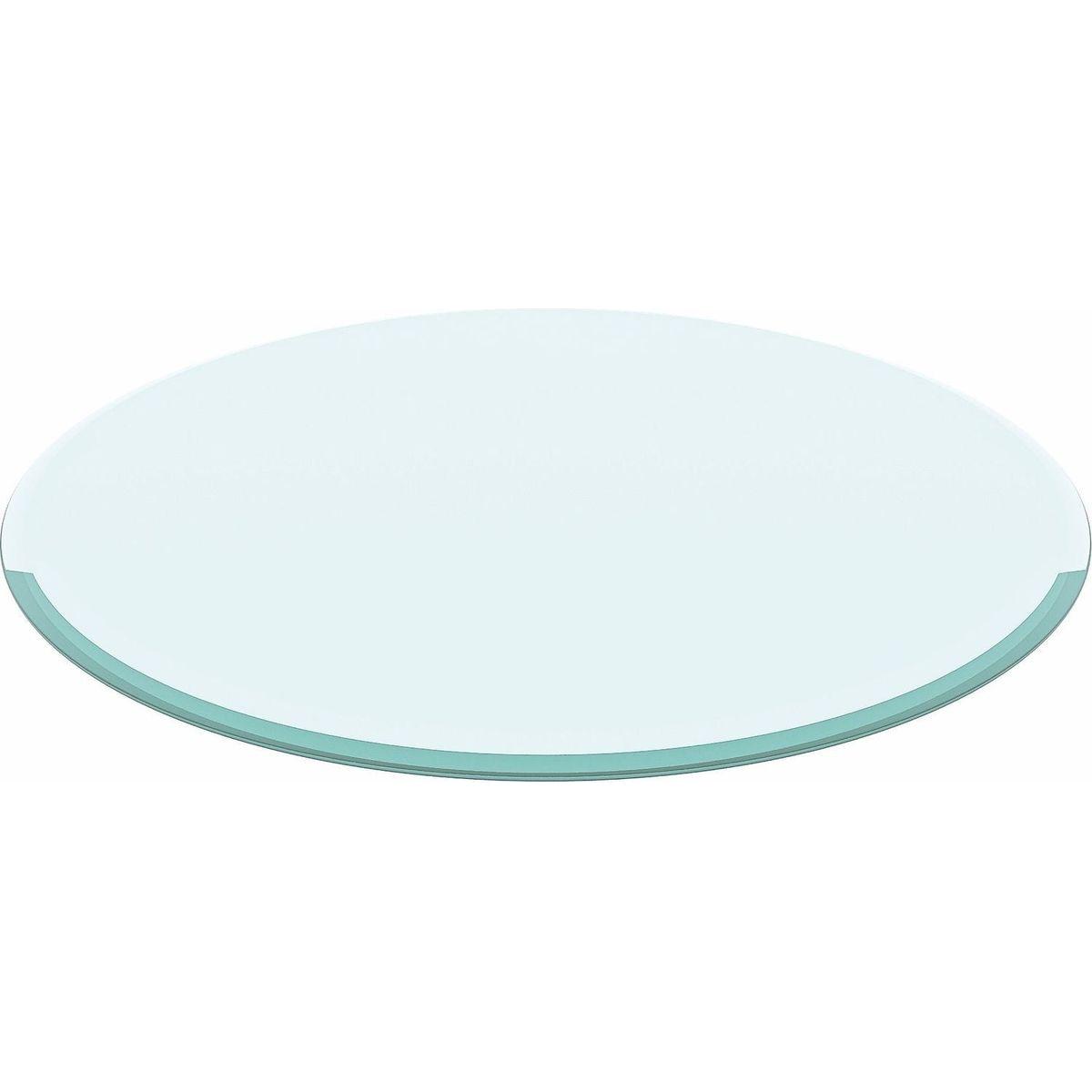 30" Inch Round Tempered Glass Table Top Clear Glass 2/5 Inch Thick Beveled Polished Edge