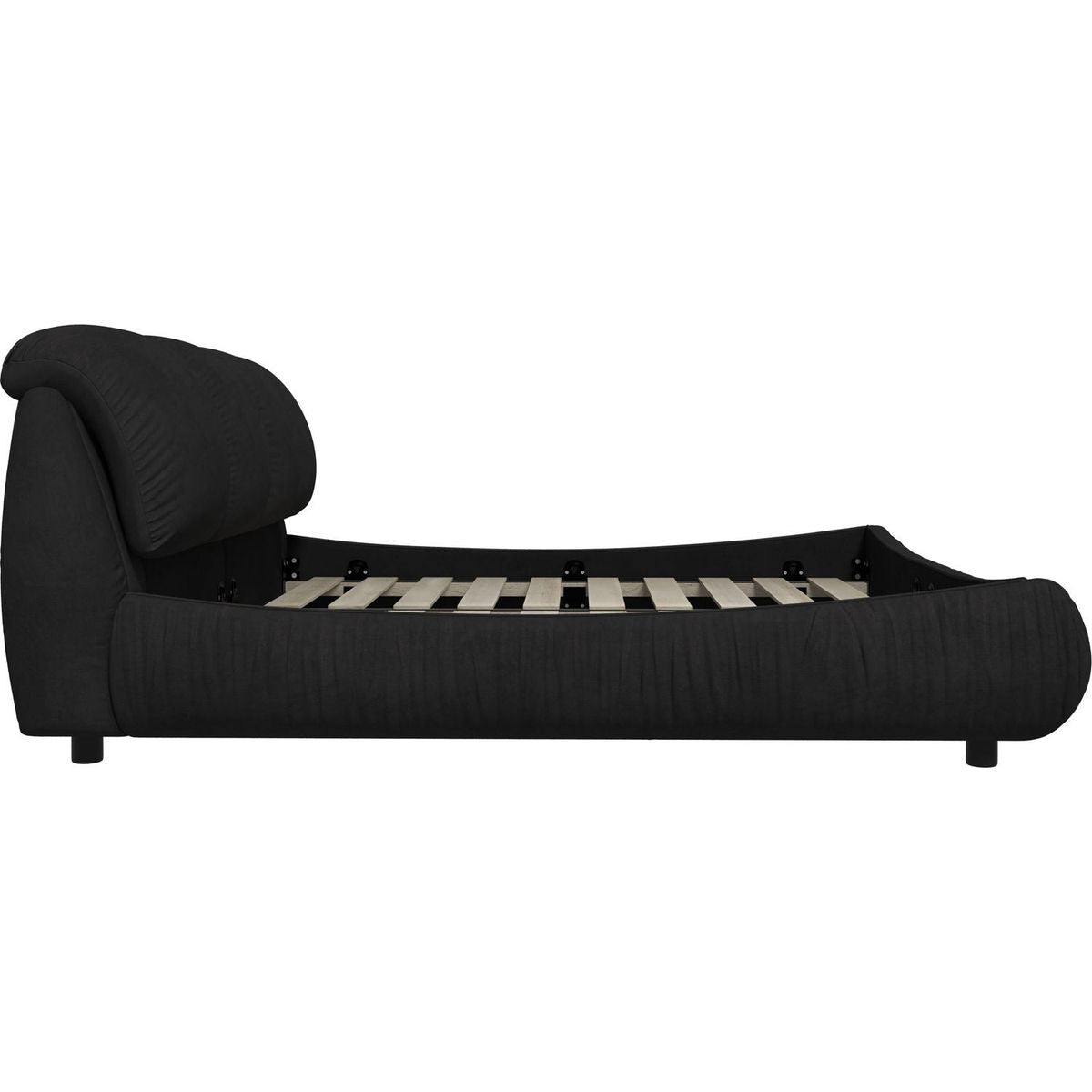 Queen Size Luxury Upholstered Platform Bed with Oversized Padded Backrest and Solid Wood Frame,suitable for Multiple heights of mattresses,Black